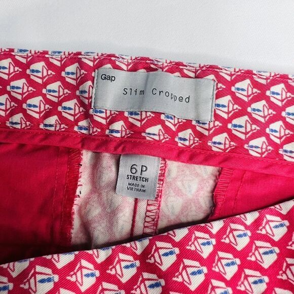 GAP Woman Size 6P Pink Slim Cropped Capri Pants Geometric Spring Summer 0812 - Picture 5 of 14